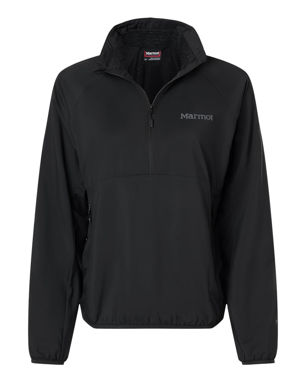 Front View of Black Women's Aerothermal Soft Shell Quarter-Zip Pullover - M16245 plain