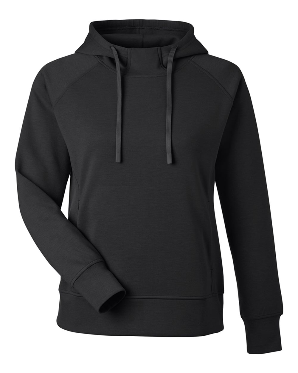 Front View of Black Women's Apex Fleece Hooded Sweatshirt - 8753