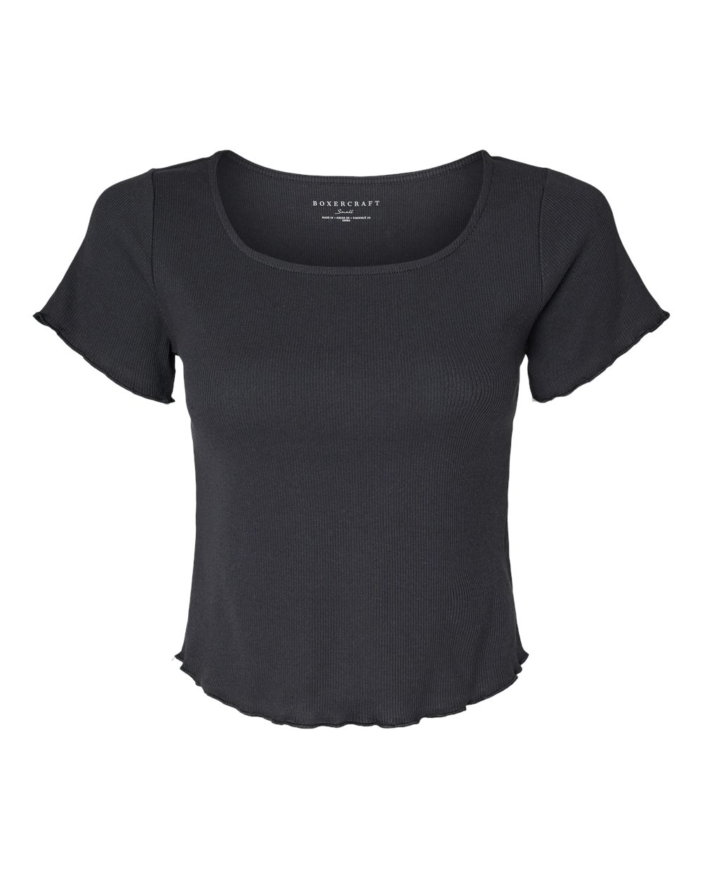 Front View of Black Women's Baby Rib T-Shirt - BW2403