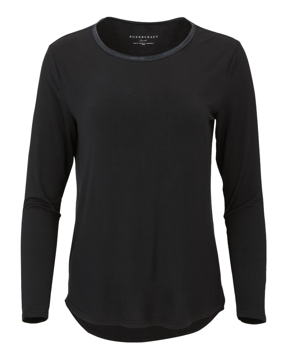 Front View of Black Women&#39;s Bamboo Long Sleeve T-Shirt - BW3102