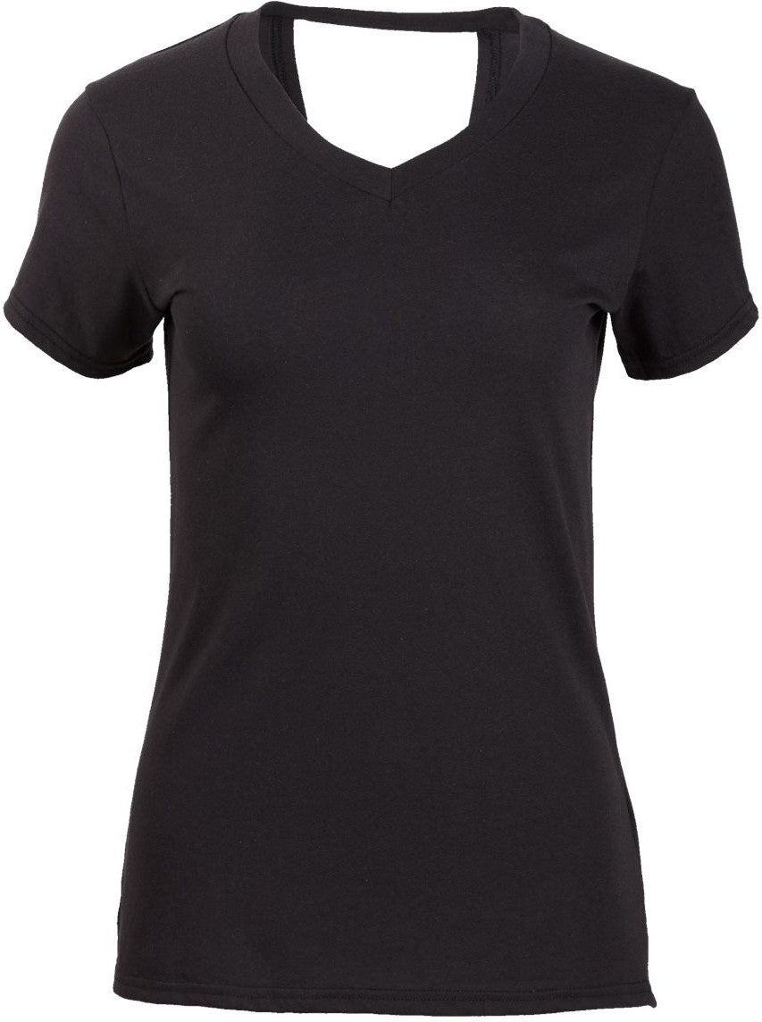 Front View of Black Women's Bella Crossback T-Shirt - BW2405