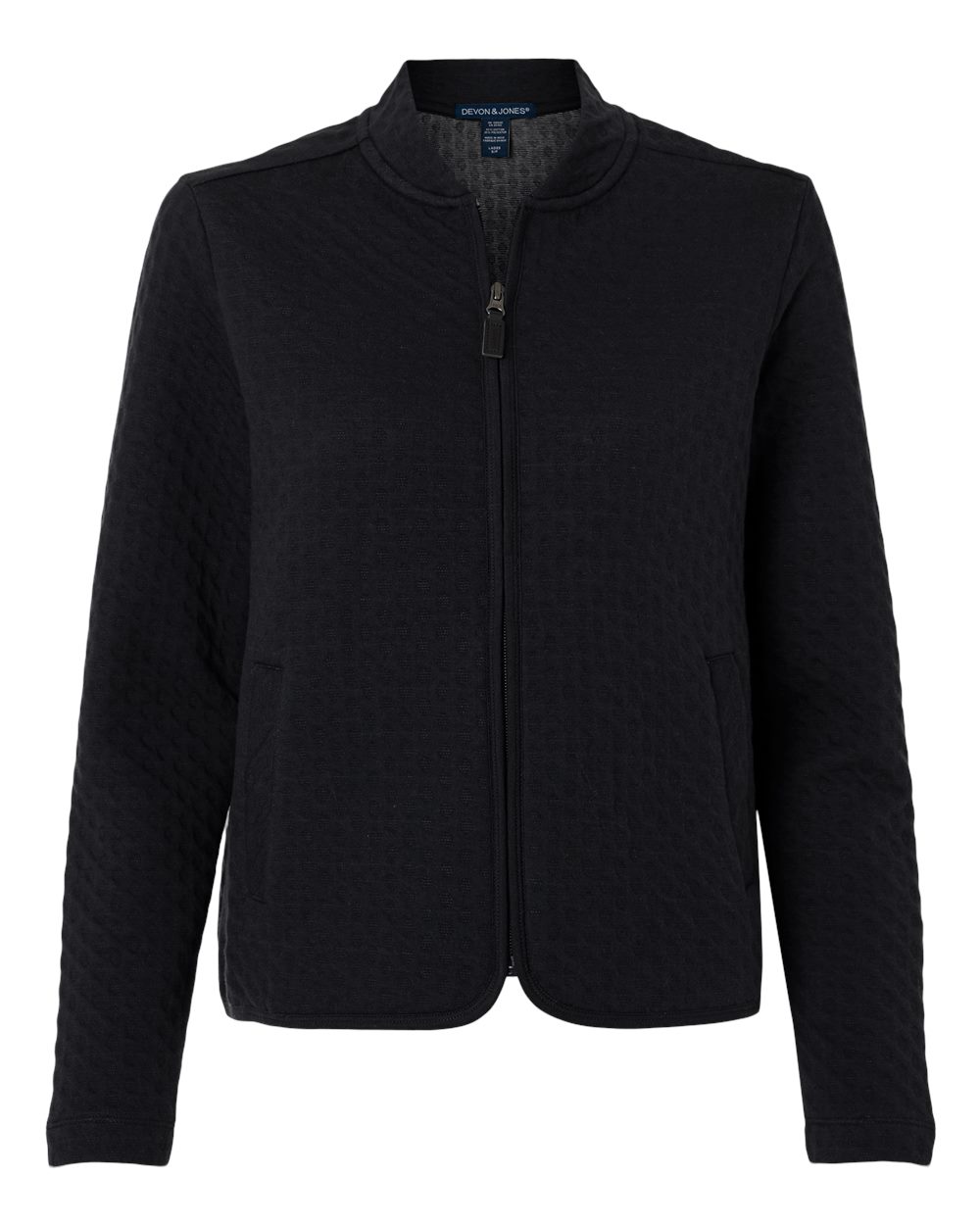 Front View of Black Women's Berkeley Textured Full-Zip Jacket - DG740W