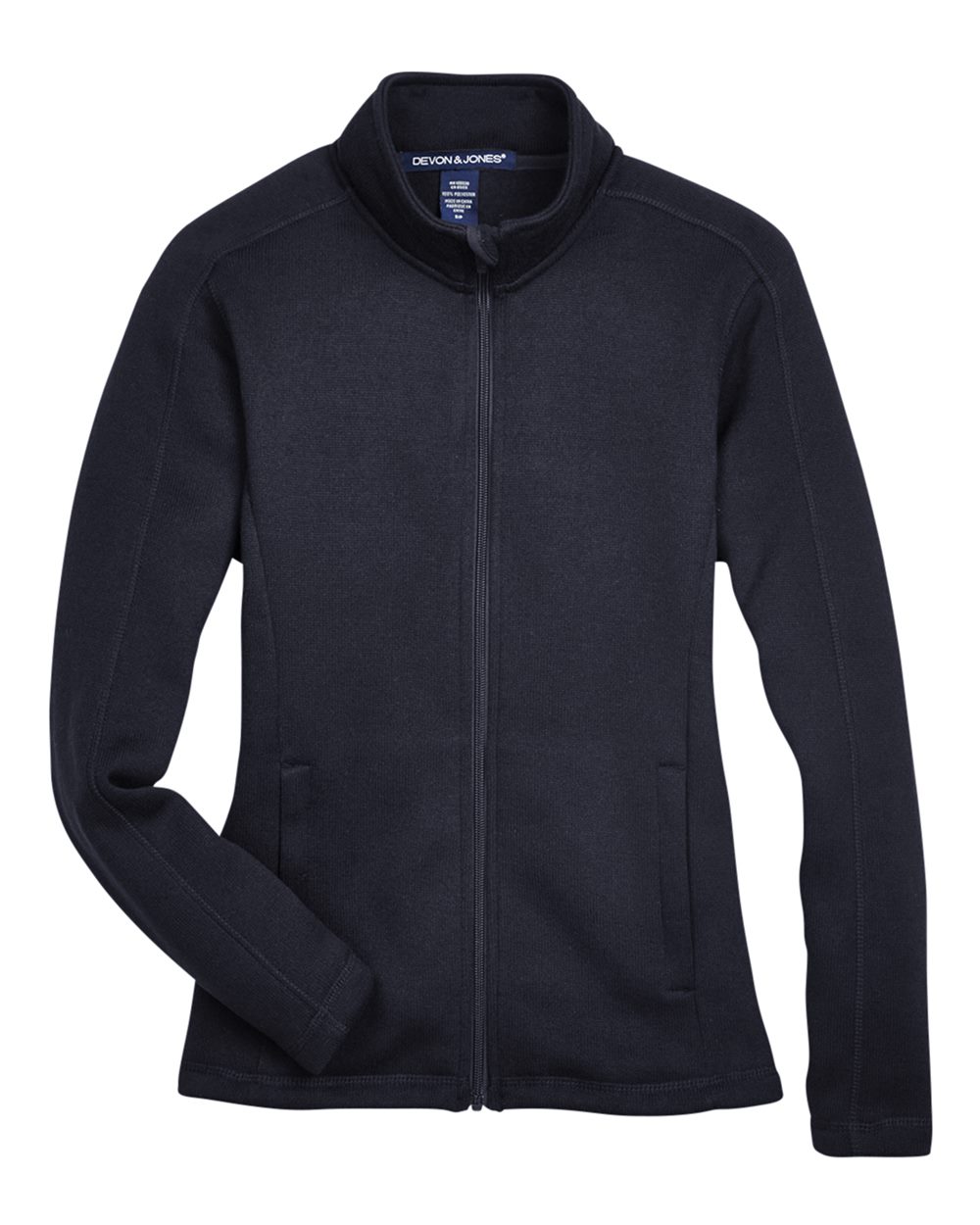 Front View of Black Women's Bristol Full-Zip Sweater Fleece Jacket - DG793W