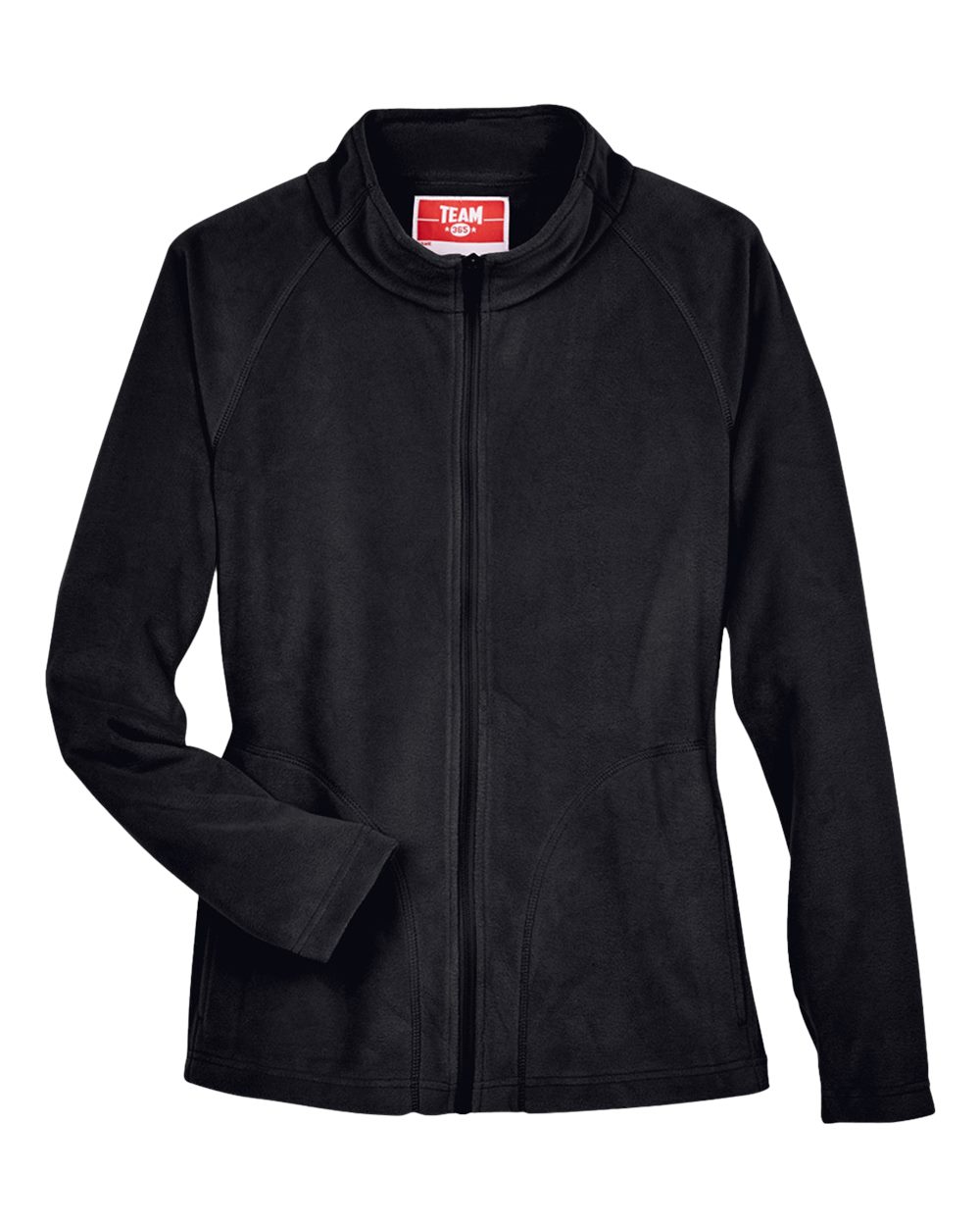 Front View of Black Women's Campus Microfleece Jacket - TT90W