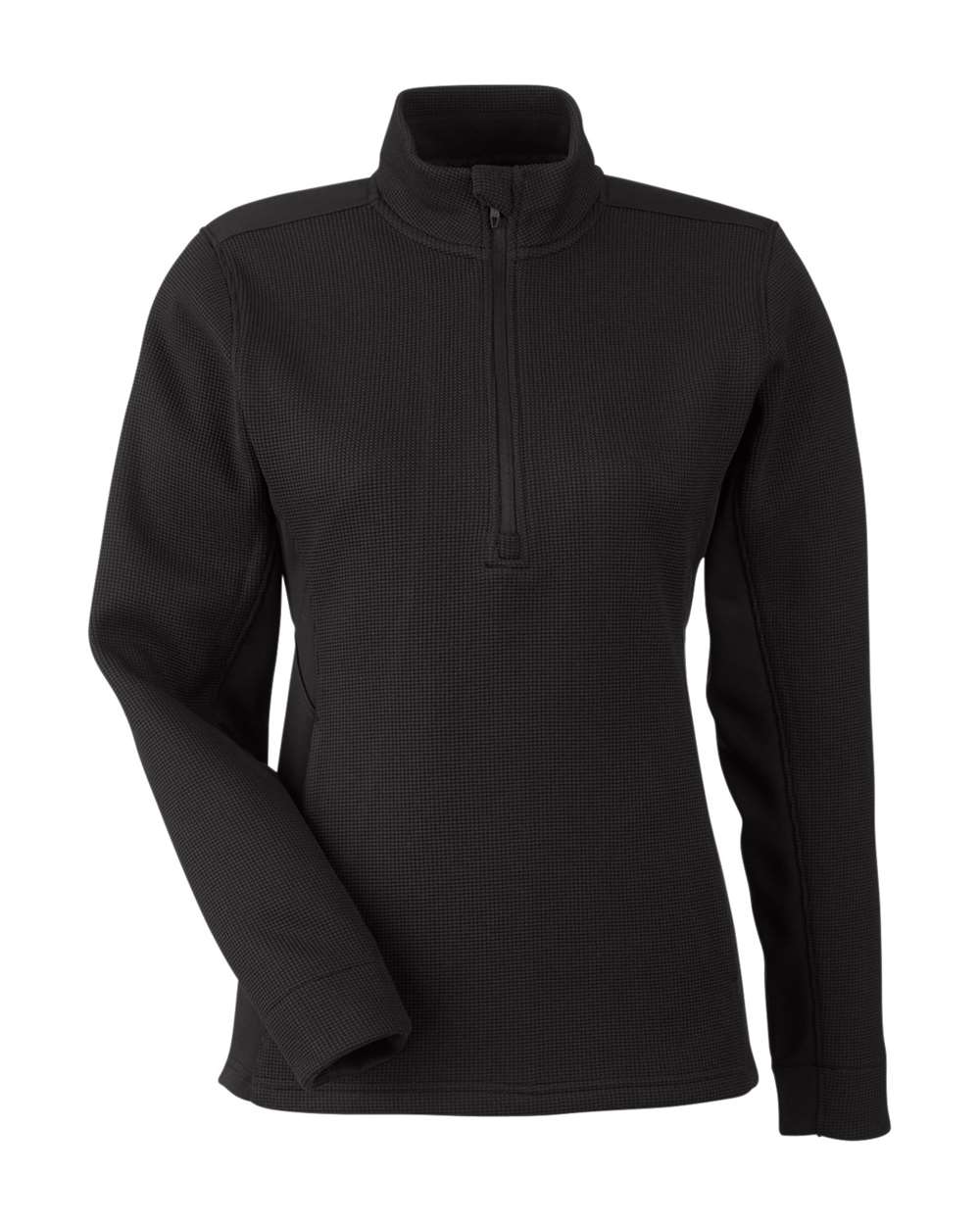 Front View of Black Women's Constant Canyon Quarter-Zip Pullover - S18092