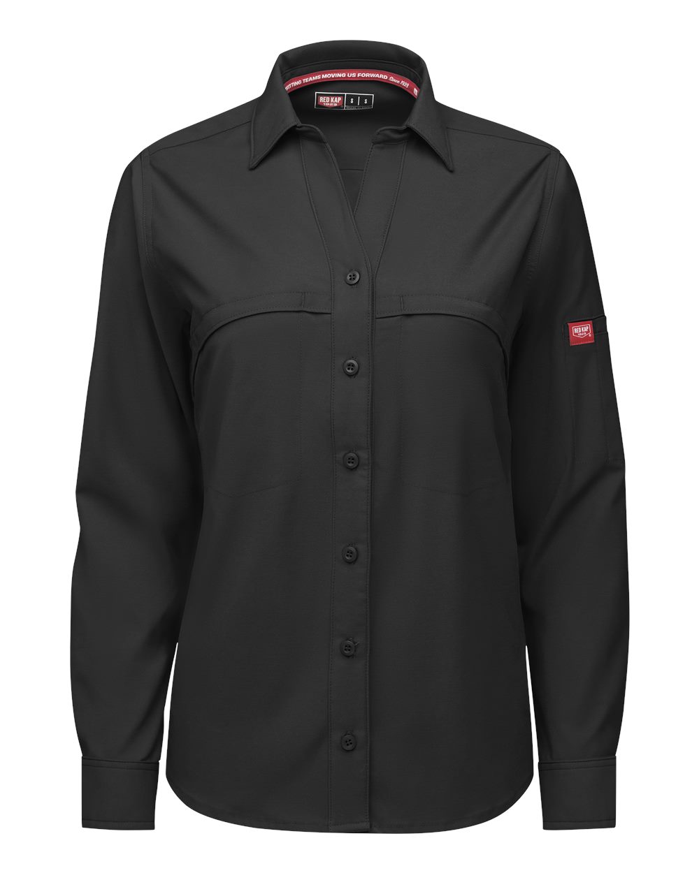 Front View of Black Women's Cooling Long Sleeve Work Shirt - TSW3