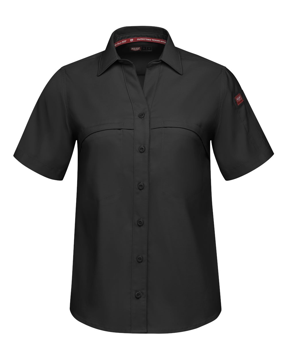 Front View of Black Women's Cooling Work Shirt - TSW1
