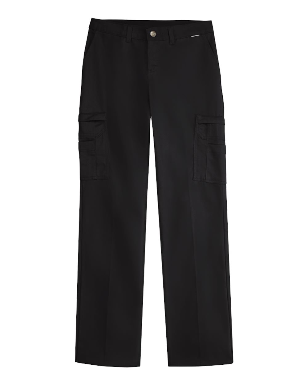 Front View of Black Women's Cotton Cargo Pants - FW39