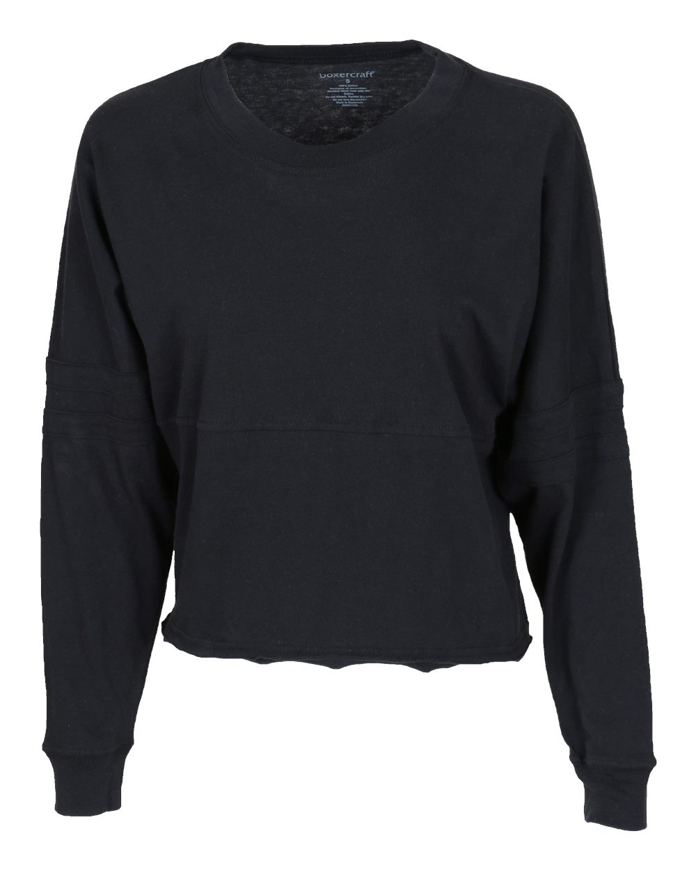 Front View of Black Women's Crop Retro Jesery - BW3515