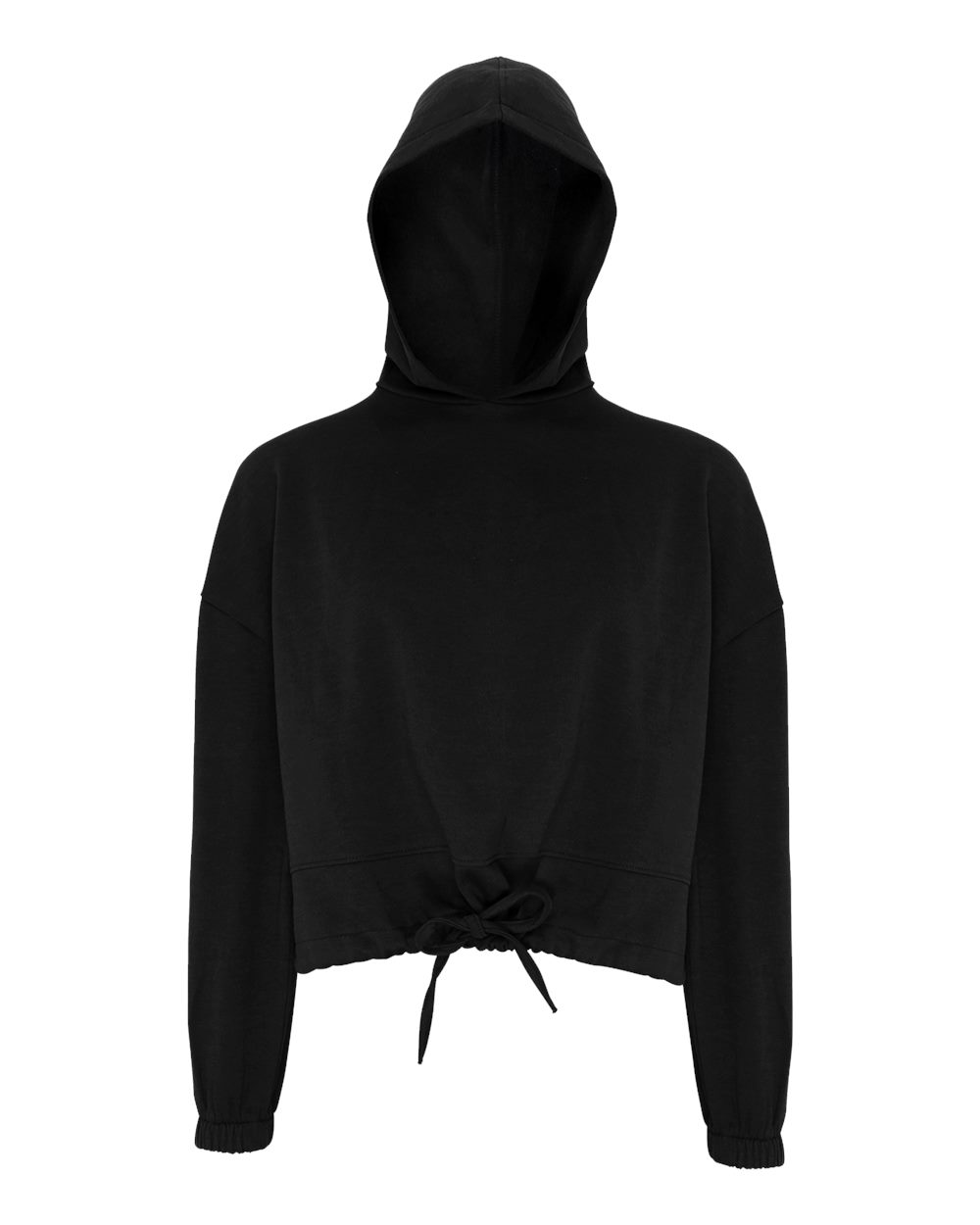 Front View of Black Women's Cropped Maria Hoodie - TD085