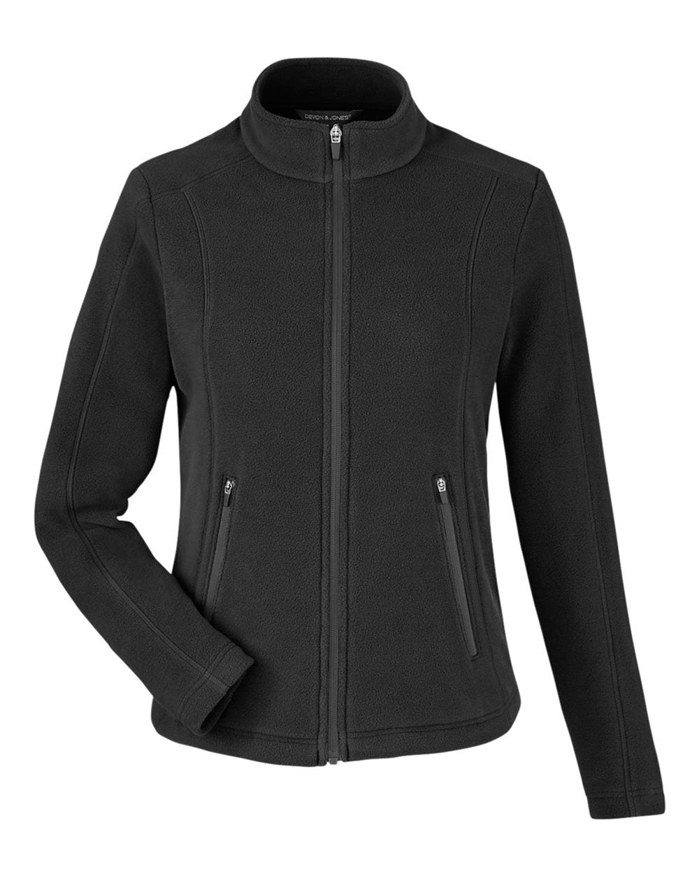 Front View of Black Women's CrownLux Performance® Fleece Full-Zip Jacket - DG730W