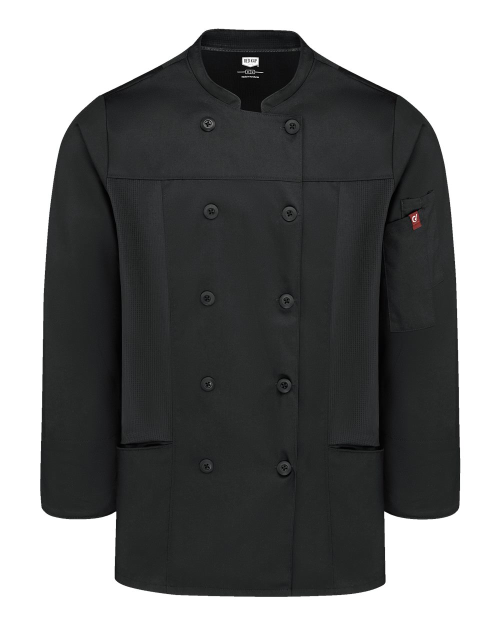Front View of Black Women's Deluxe Airflow Chef Coat - 053W