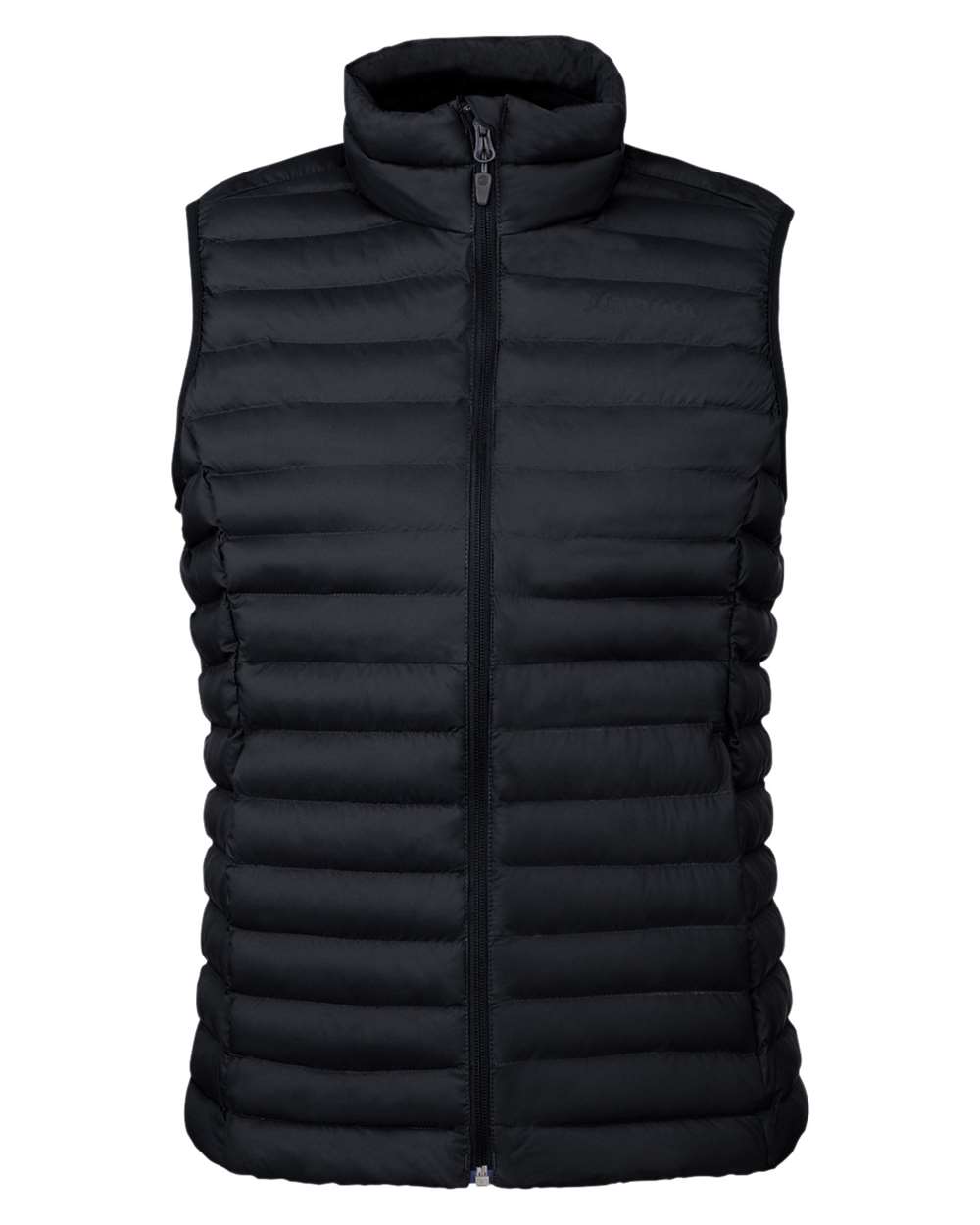 Front View of Black Women&#39;s Echo Featherless Vest - M15872