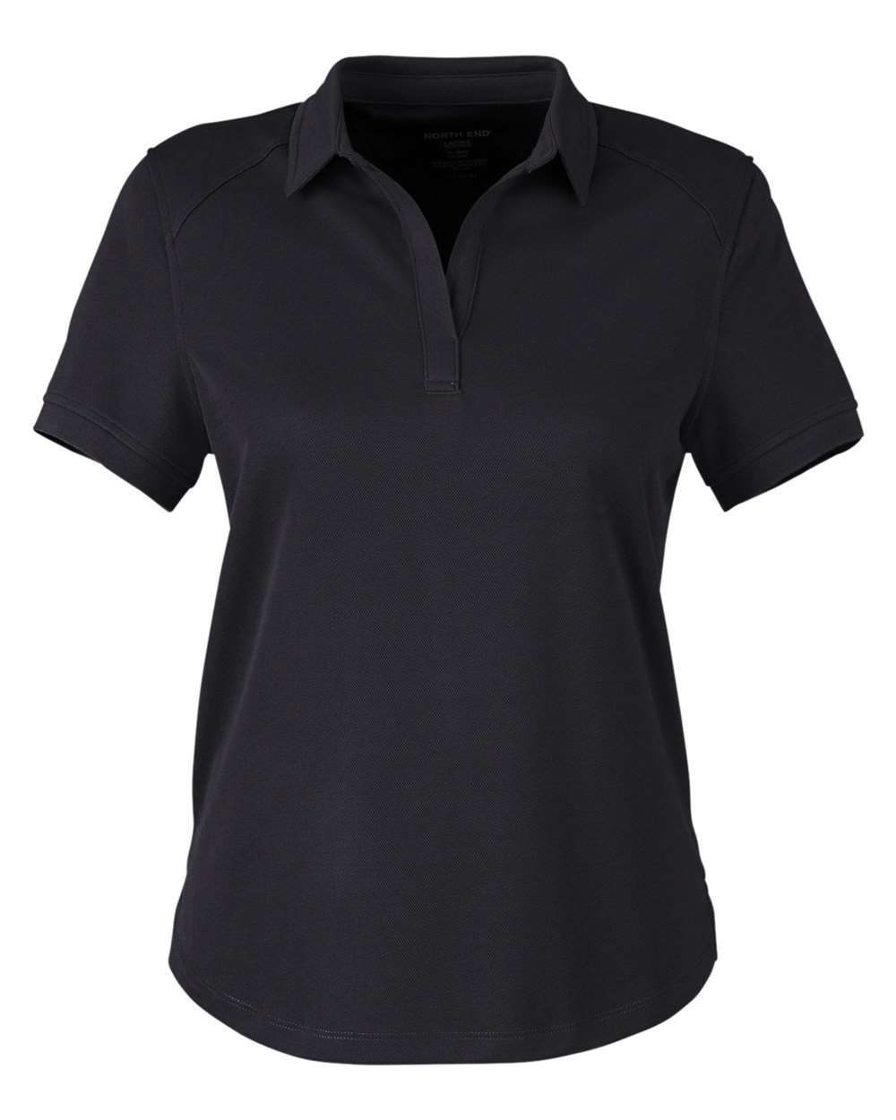 Front View of Black Women&#39;s Express Tech Performance Polo - NE112W