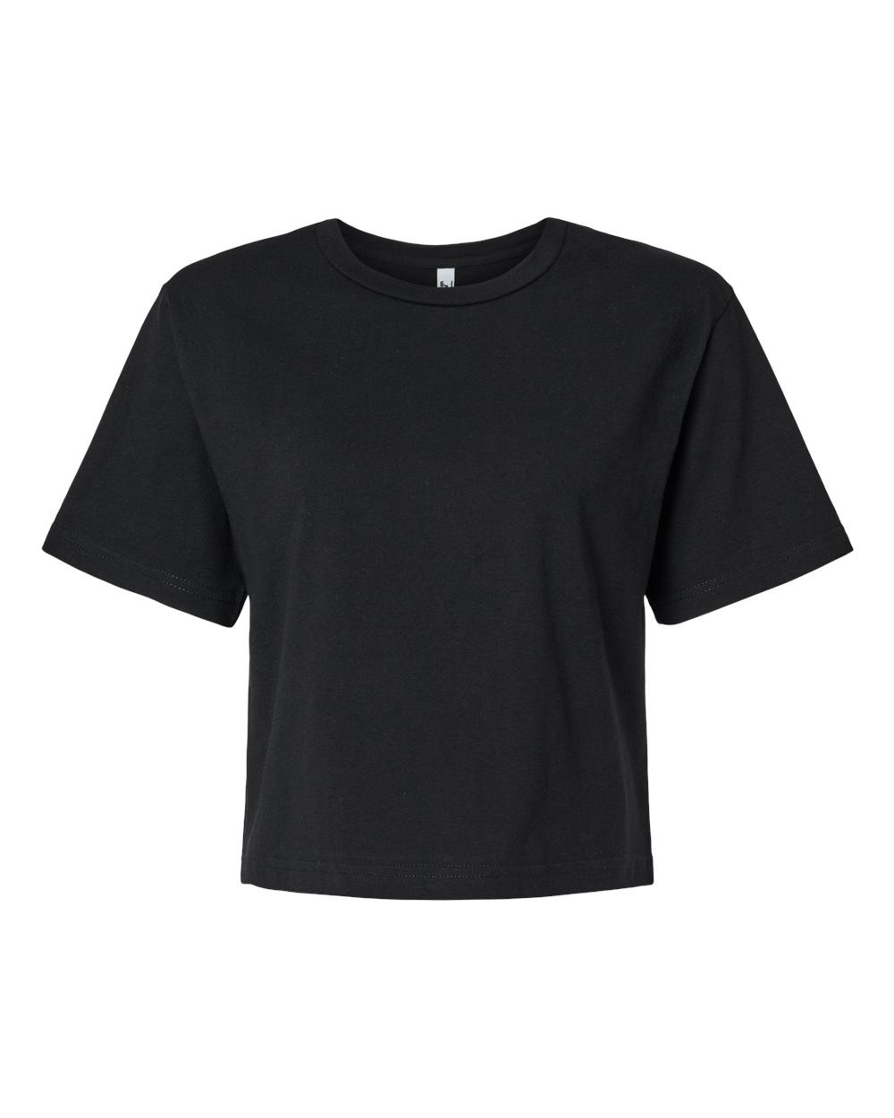 Front View of Black Women&#39;s Fine Jersey Boxy Tee - 102