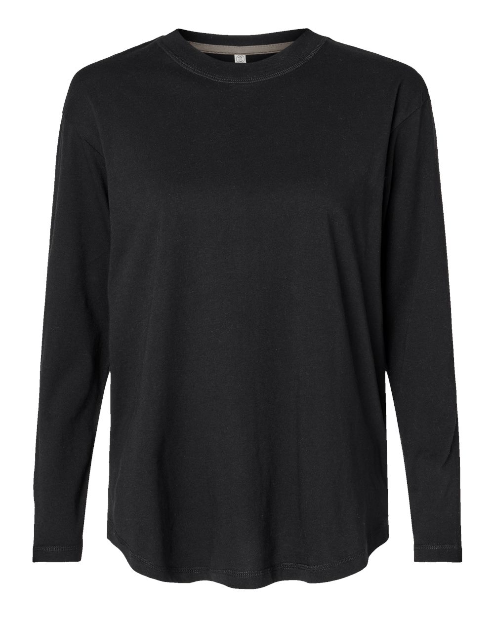Front View of Black Women's Fine Jersey Long Sleeve Tee - 3508