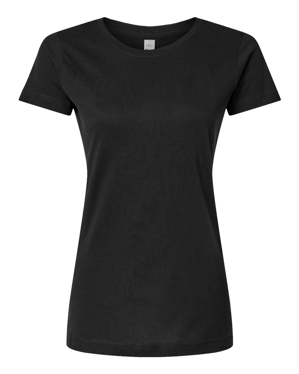 Front View of Black Women's Fine Jersey Tee - 3516