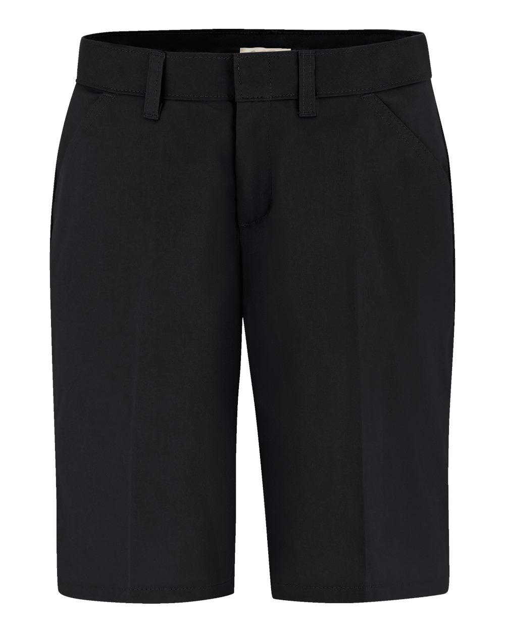 Front View of Black Women's Flat Front Shorts - FR22