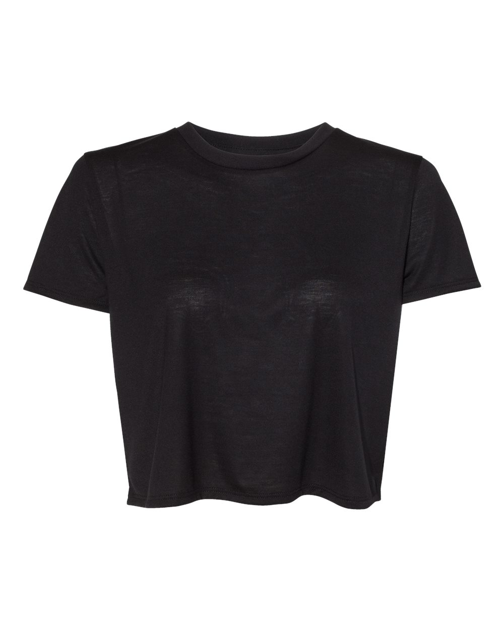 Front View of Black Women’s Flowy Crop Tee - 8882
