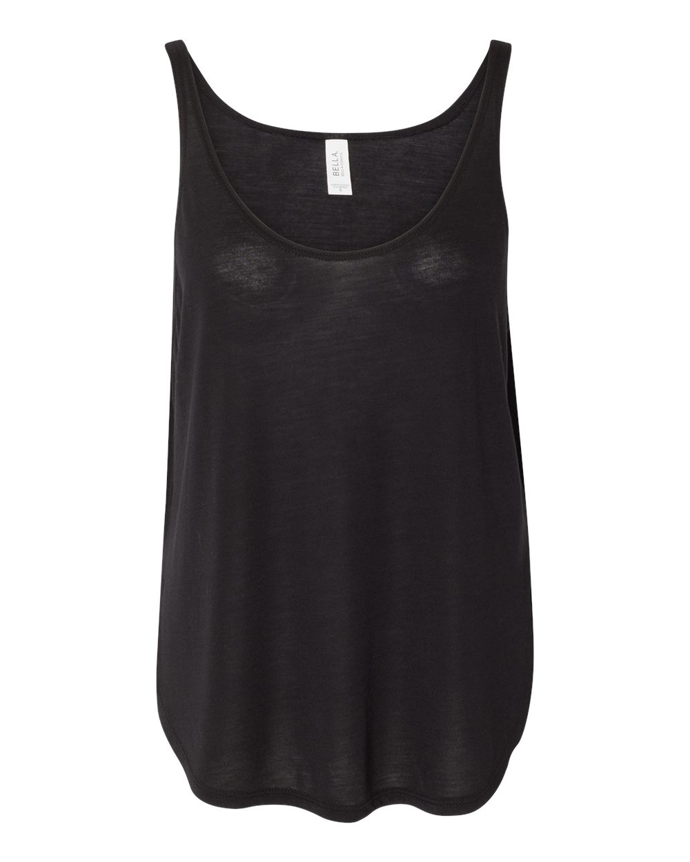 Front View of Black Women's Flowy Tank with Side Slit - 8802