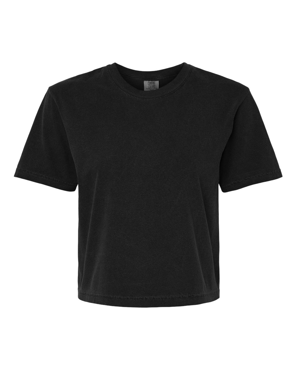 Front View of Black Women's Heavyweight Boxy T-Shirt - 3023CL
