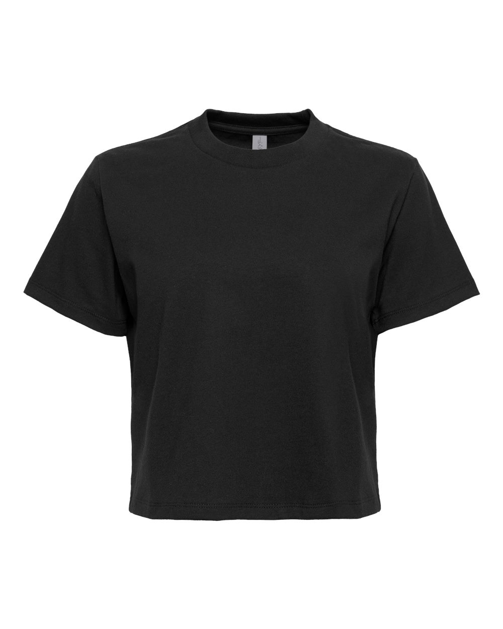 Front View of Black Women's Heavyweight Boxy T-Shirt - 7610