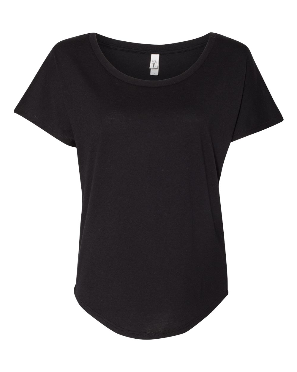 Front View of Black Women's Ideal Dolman T-Shirt - 1560