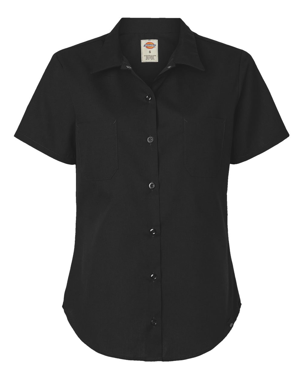 Front View of Black Women's Industrial Short Sleeve Work Shirt - 5350