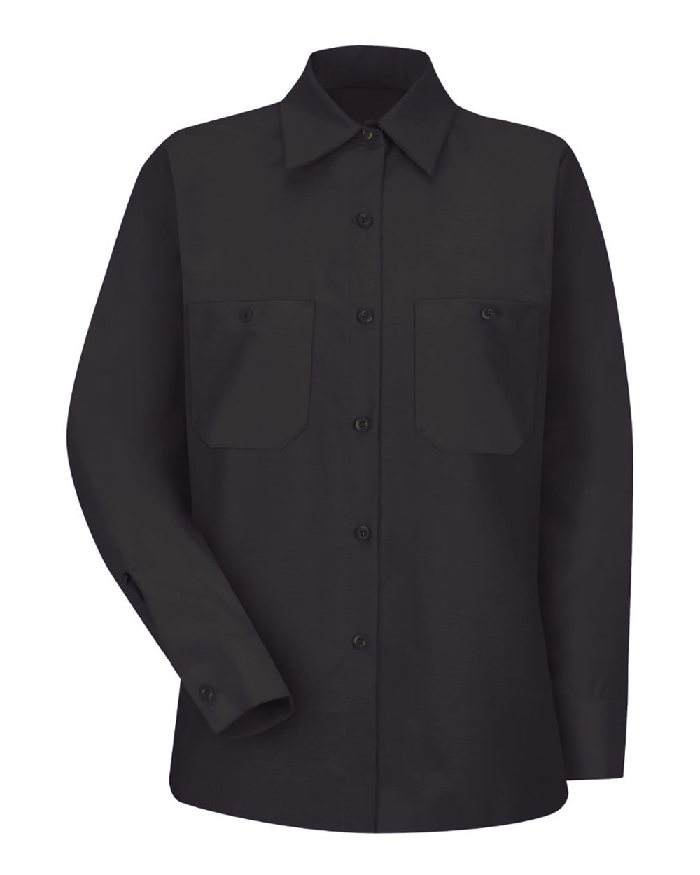 Front View of Black Women's Industrial Work Shirt - SP13