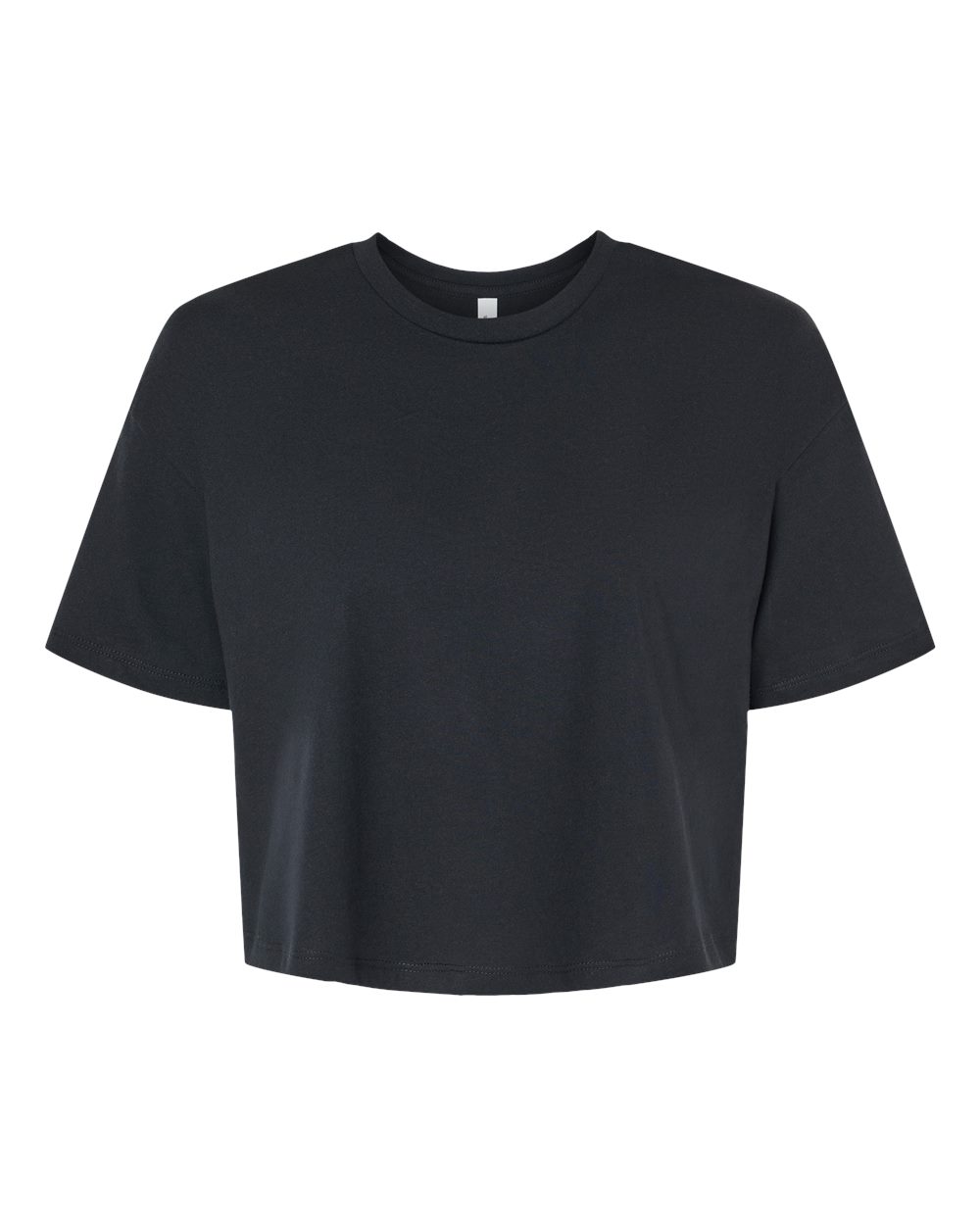 Front View of Black Women's Jersey Crop Tee - 6482