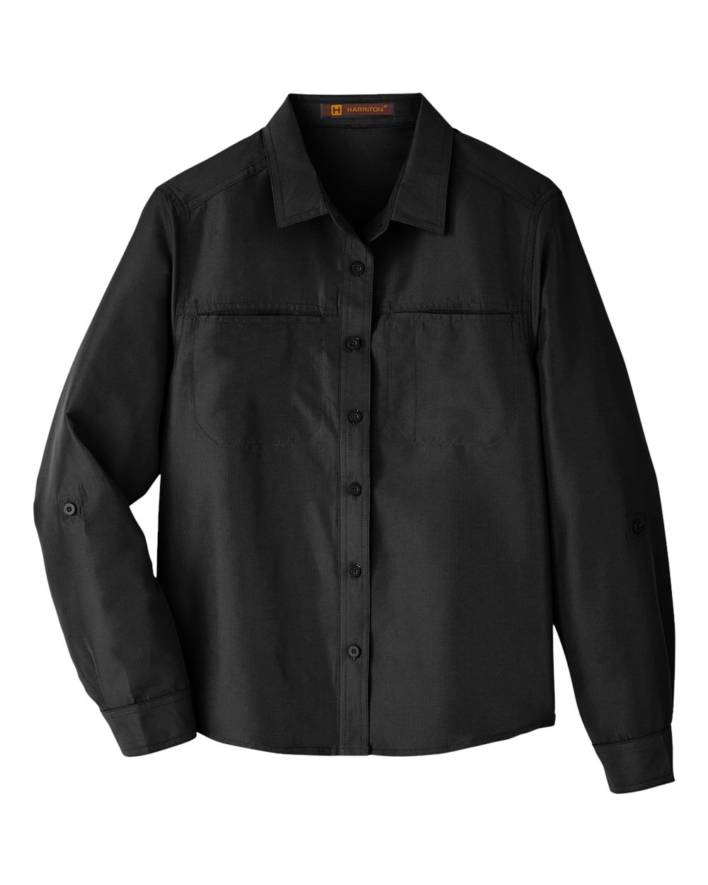Front View of Black Women's Key West Long Sleeve Performance Staff Shirt - M580LW