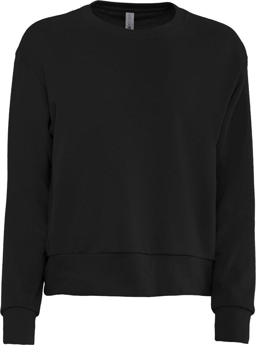 Front View of Black Women's Laguna Sueded Sweatshirt - 9084