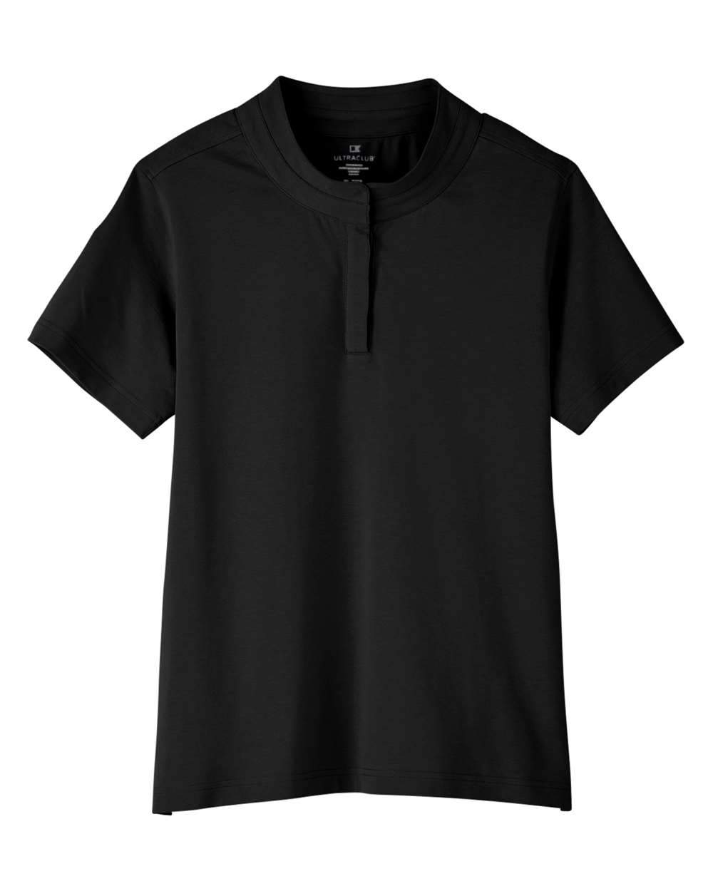Front View of Black Women's Lakeshore Stretch Cotton Performance Polo - UC105W