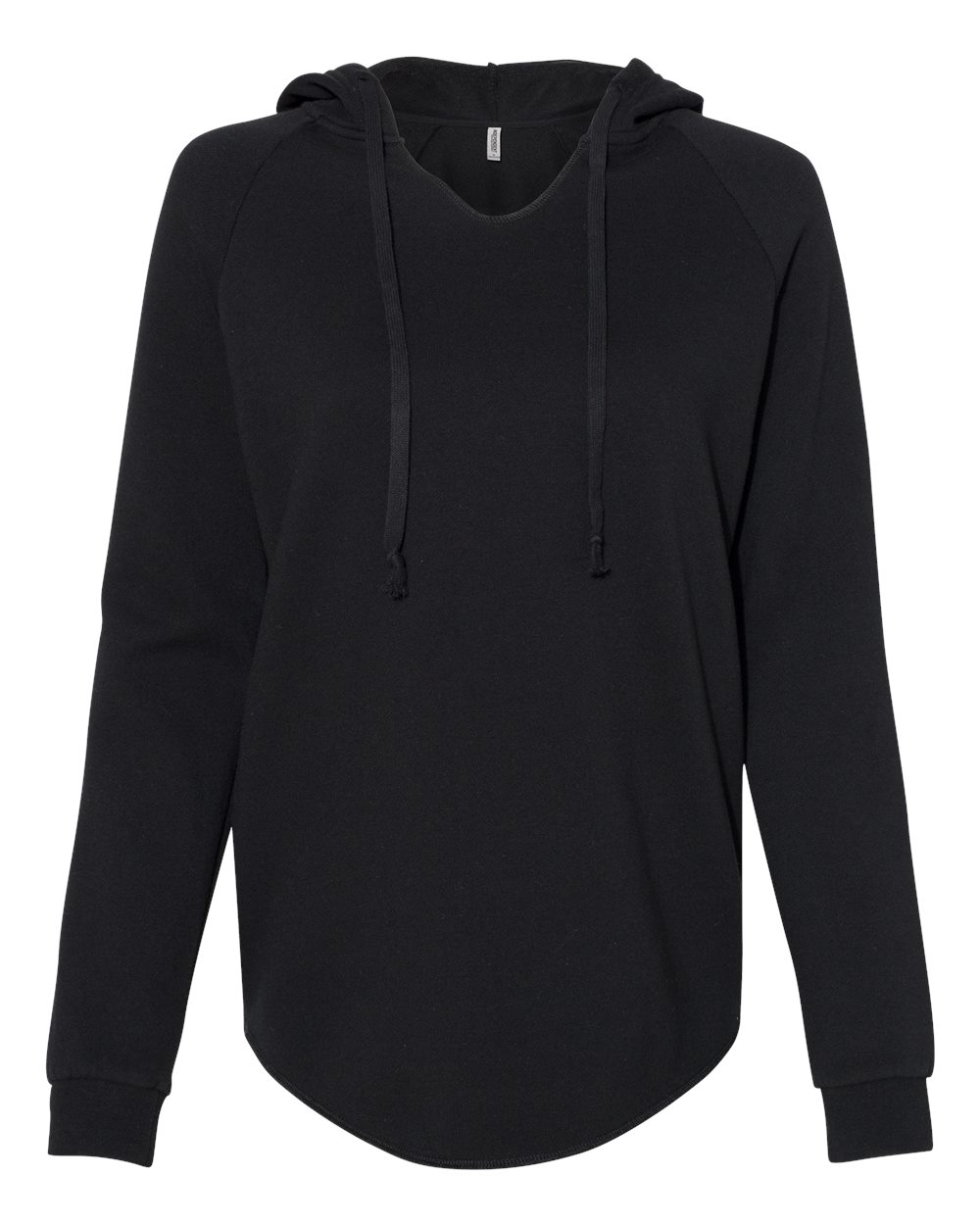 Front View of Black Women’s Lightweight California Wave Wash Hooded Sweatshirt - PRM2500