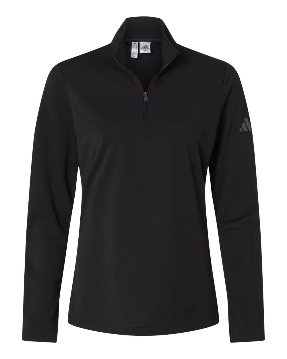 Front View of Black Women's Lightweight Quarter-Zip Pullover - A400 plain