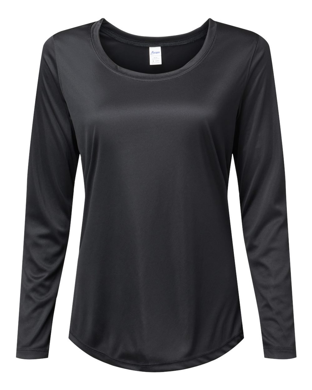Front View of Black Women's Long Islander Performance Long Sleeve T-Shirt - 214