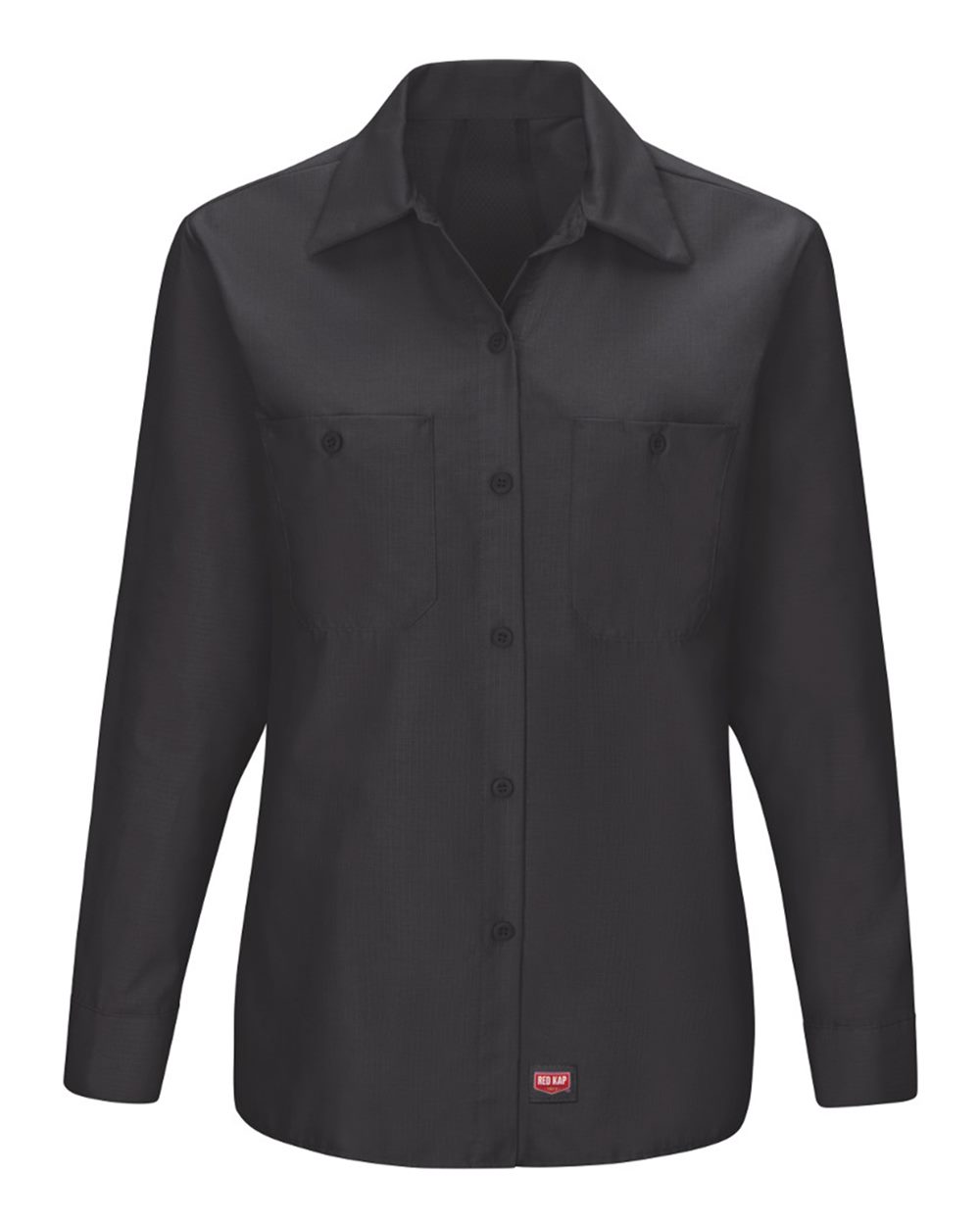 Front View of Black Women's Long Sleeve Mimix Work Shirt - SX11