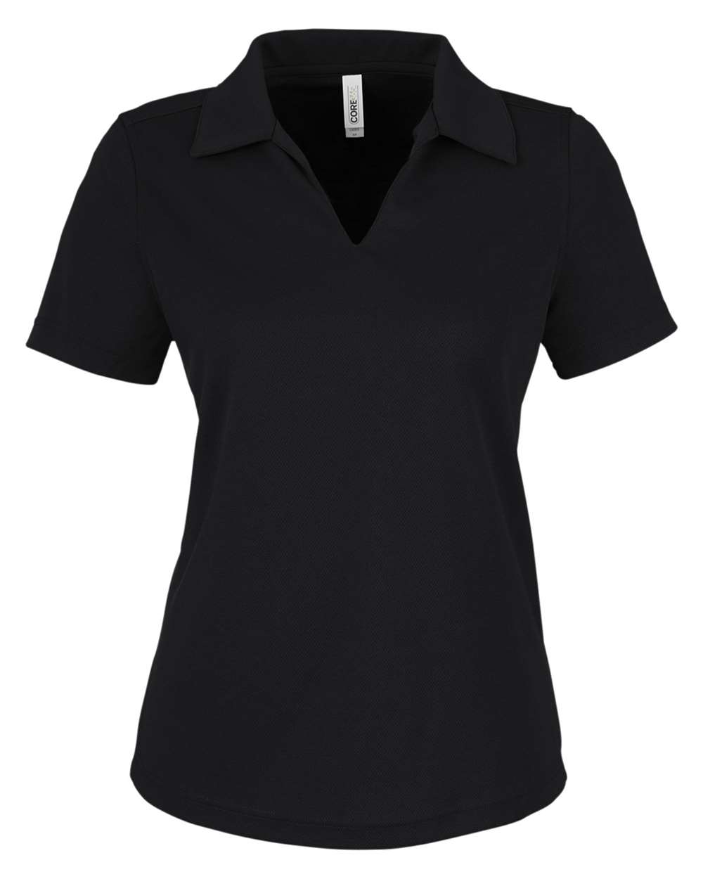 Front View of Black Women's Market Snag Protect Mesh Polo - CE104W