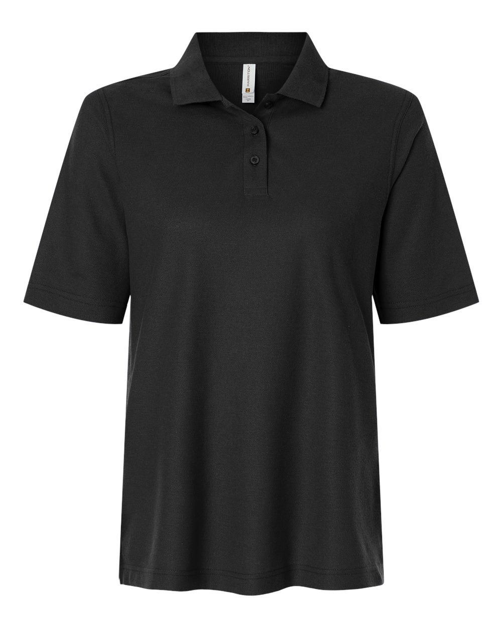 Front View of Black Women&#39;s Maverick CVC Pique Polo - M105W
