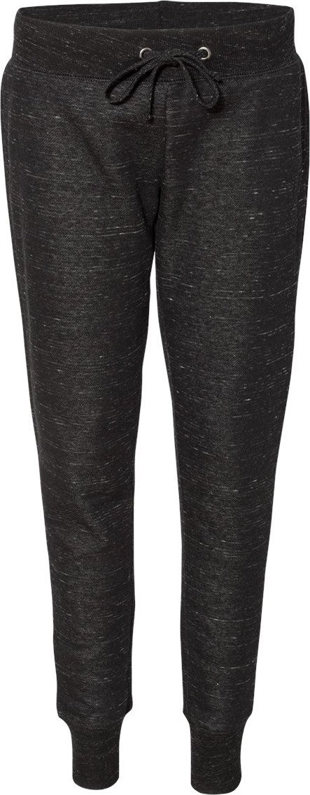 Front View of Black Women’s Mélange Fleece Joggers - 8675
