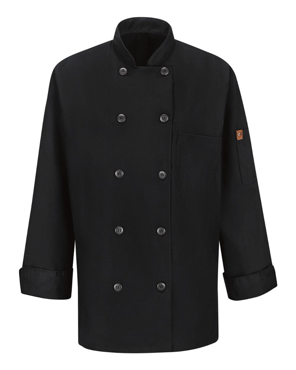 Front View of Black Women's Mimix™ Chef Coat with OilBlok - 041X