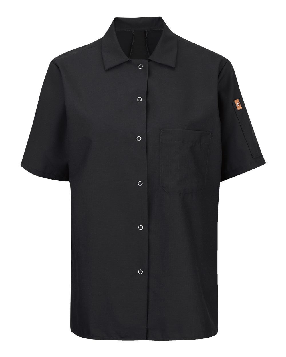 Front View of Black Women's Mimix™ Short Sleeve Cook Shirt with OilBlok - 501X