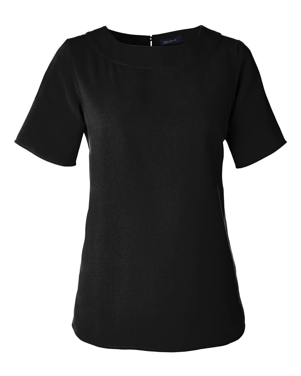 Front View of Black Women's Perfect Fit™ Boat Neck Blouse - DP613W