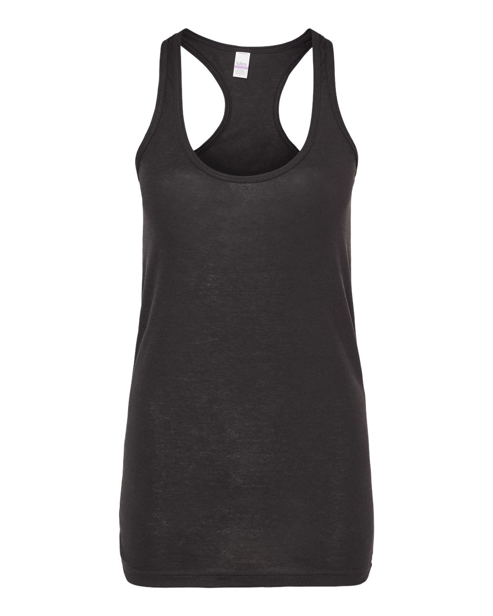 Front View of Black Women's Poly-Rich Racerback Tank Top - 190