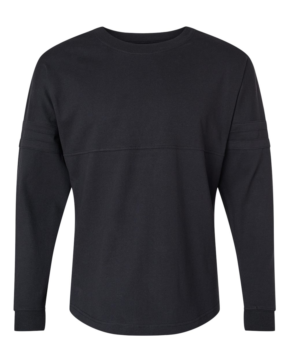 Front View of Black Women's Pom Pom Long Sleeve Jersey T-Shirt - BW3514