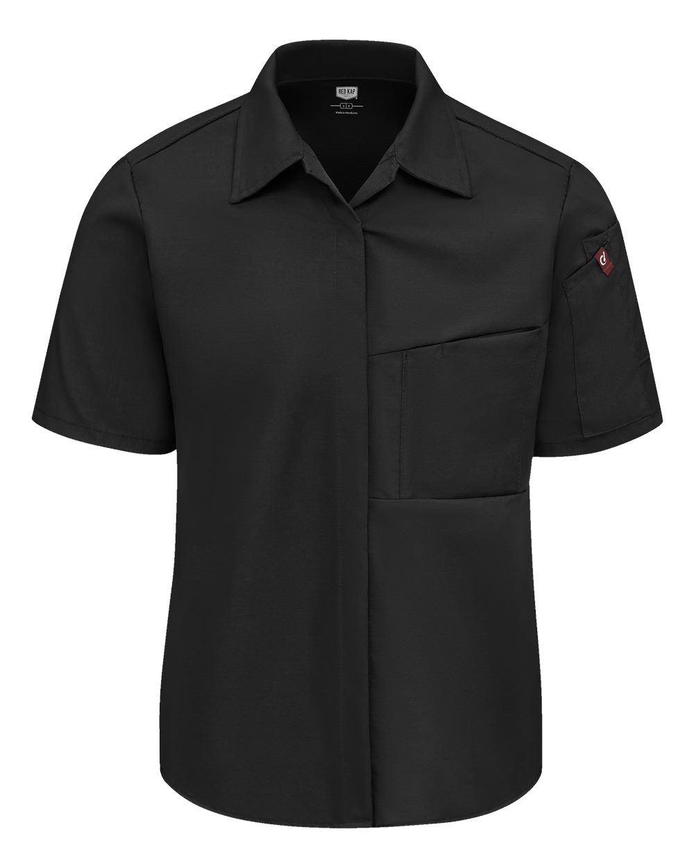 Front View of Black Women's Poplin Airflow Cook Shirt with OilBlok - 501W