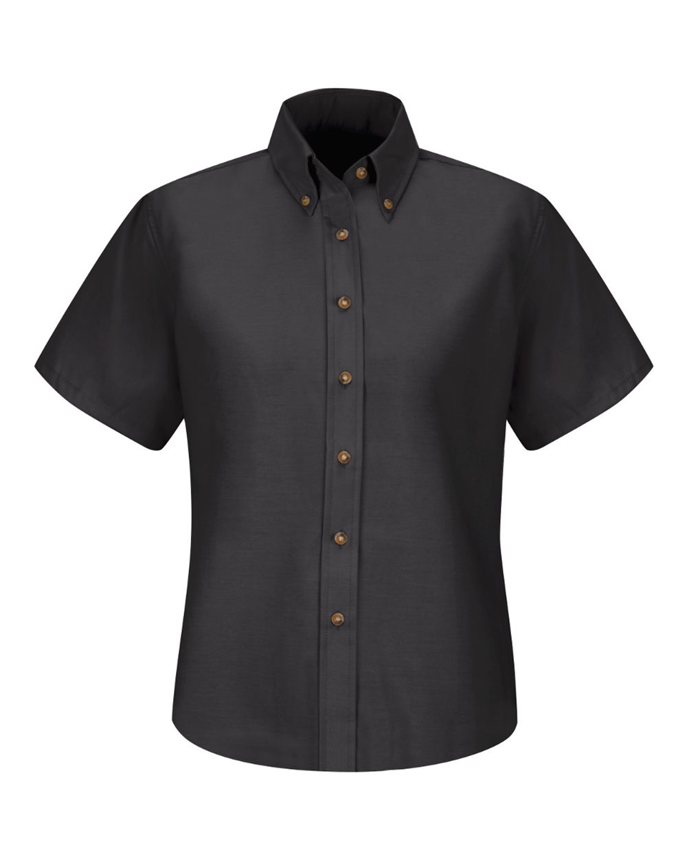 Front View of Black Women's Poplin Dress Shirt - SP81