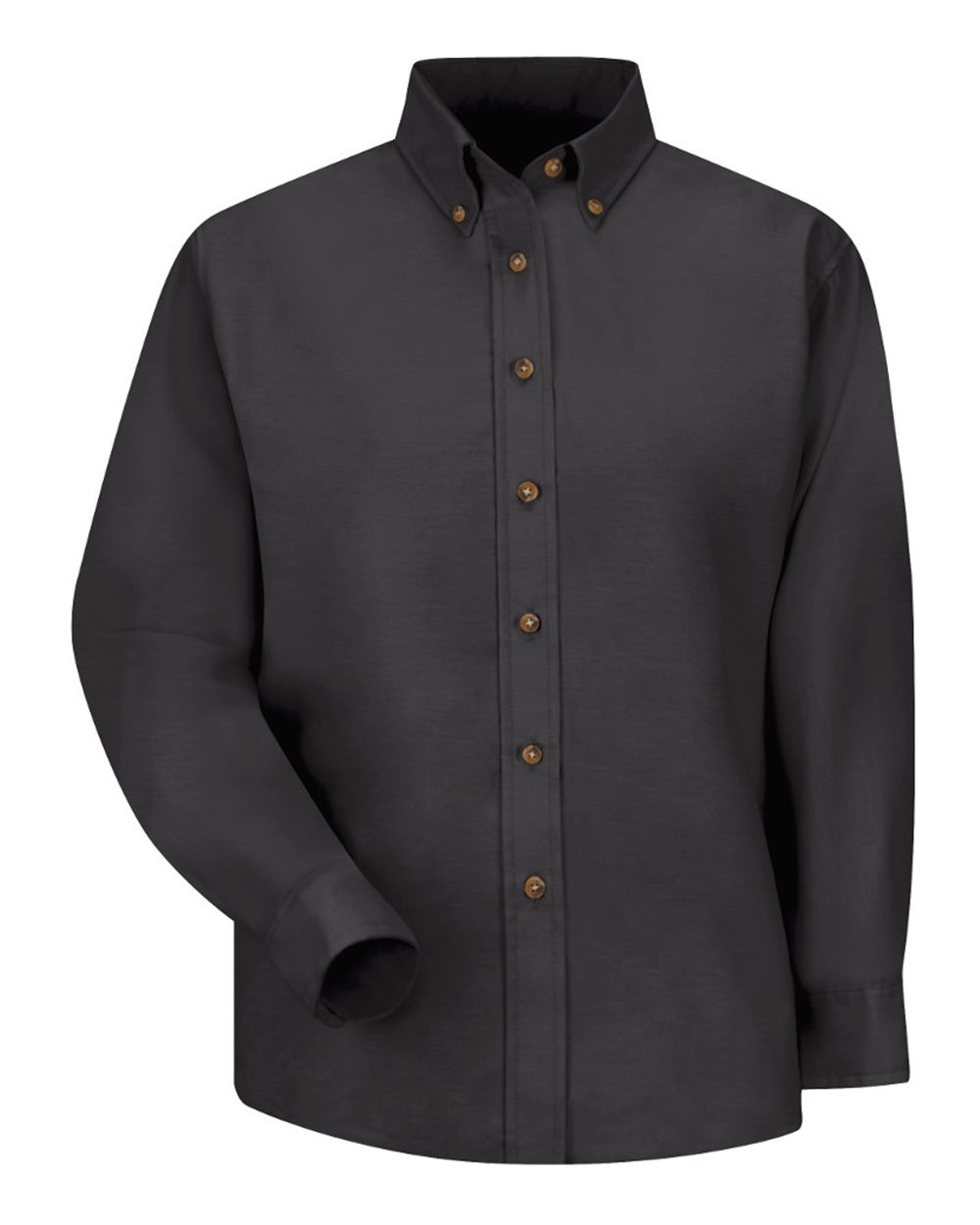 Front View of Black Women's Poplin Dress Shirt - SP91