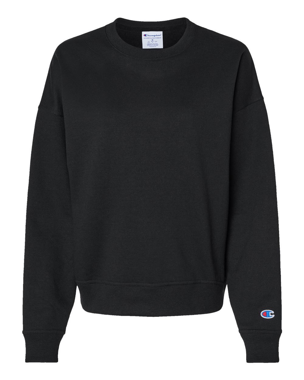 Front View of Black Women's Powerblend® Crewneck Sweatshirt - SL650 plain