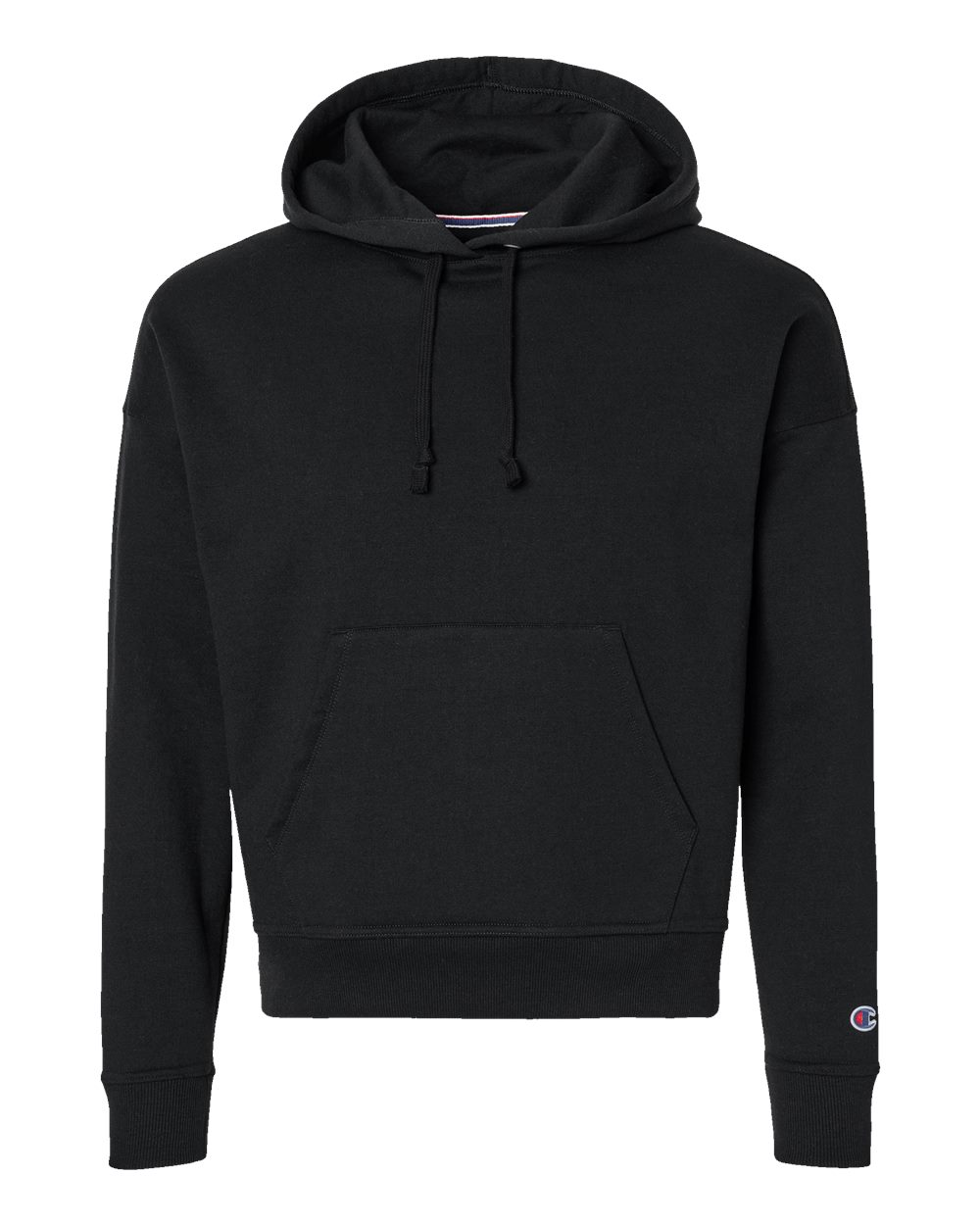 Front View of Black Women's Powerblend® Hooded Sweatshirt - S760